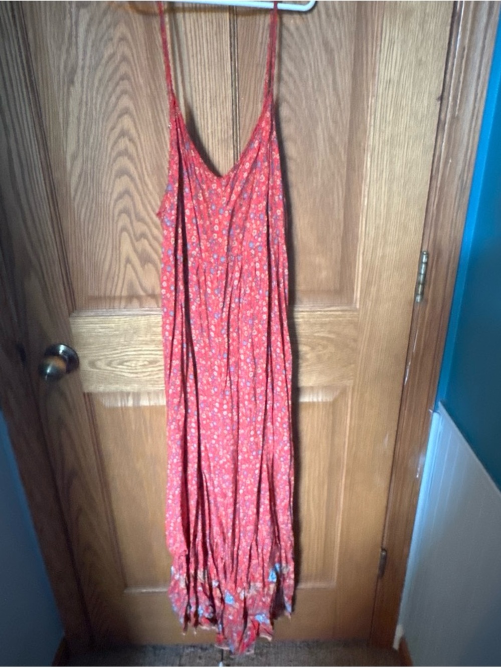 Natural Life Red Floral Romoer with Spaghetti Straps